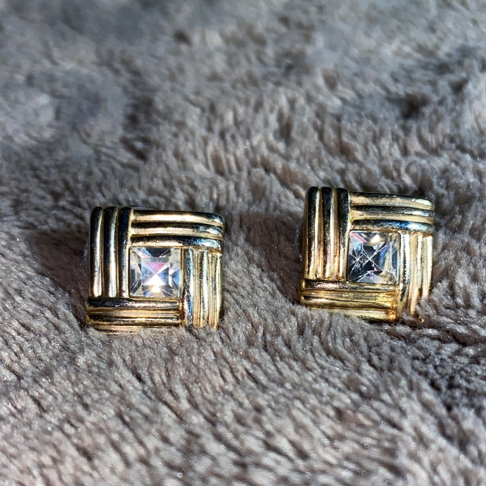 Elegant Gold Tone Square Earrings